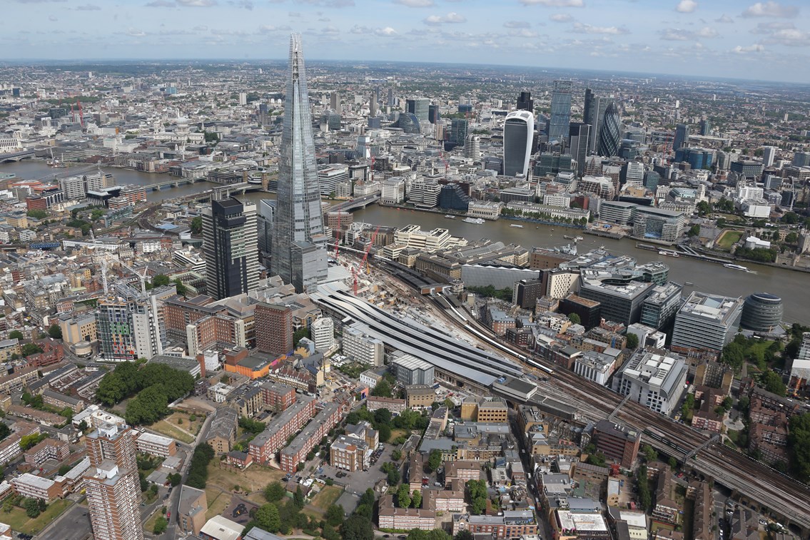 Thameslink Programme - Aerial view of London Bridge 9: London Bridge from the air, summer 2015, redevelopment courtesy of the Thameslink Programme