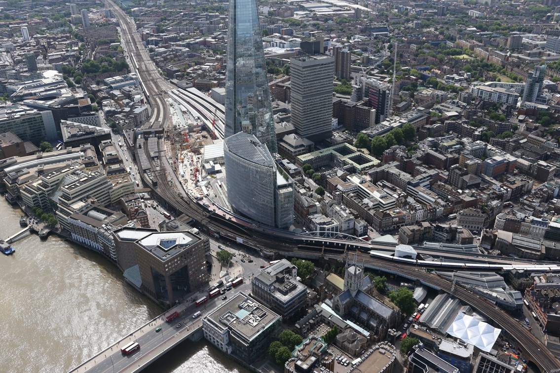 Thameslink Programme - Aerial view of London Bridge 6: London Bridge from the air, summer 2015, redevelopment courtesy of the Thameslink Programme