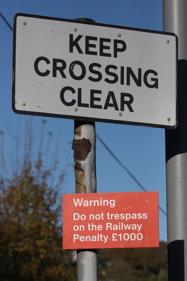 Signs: Signs at Golant crossing, in Cornwall