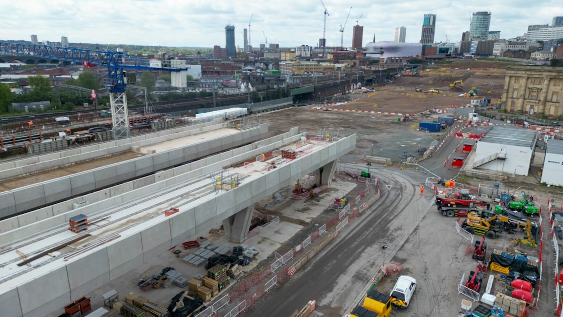 First completed section of Curzon 3 viaduct - aerial view