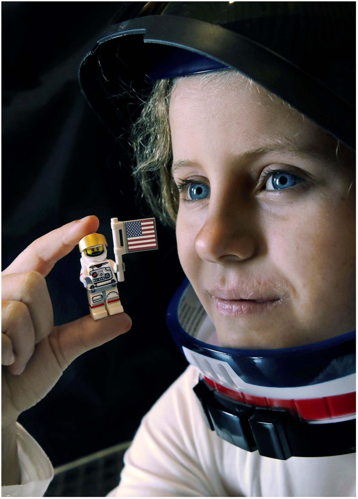 Chloe Spencer (9) looks forward the opening of the National Museum of Flight’s Brick History LEGO® display this Saturday.  Running at the East Lothian attraction until 5 November, the display depicts pivotal moments in world history in LEGO® and is accompanied by hands-on family events including the chance to build a LEGO® Saturn V space rocket at a Big Build Weekend on 26 and 27 August. Credit: Paul Dodds