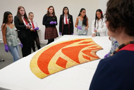 Pupils from Kamehameha school in Hawai'i and Glasgow's Gaelic High School meet at the National Museum of Scotland (Credit Stewart Attwood)