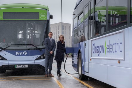 Duncan Cameron, MD for First Bus Scotland (L), Minister for Transport, Jenny Gilruth (R)