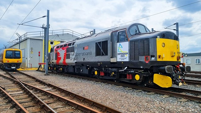 'Thunderbird' rescue locos poised for Commonwealth Games support: Thunderbird rescue locomotive at Soho train depot near Winson Green
