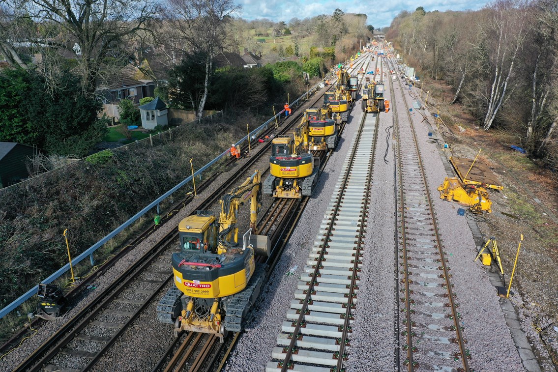 Copyhold Junction near Haywards Heath during the 9-day blockade of the Brighton Main Line: Copyhold Junction near Haywards Heath during the 9-day blockade of the Brighton Main Line