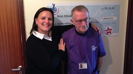 Ron Elliott, MiHomecare care support worker, pictured with Branch Manager Tina Healy, is taking his big lottery win in his stride, starting with throwing a Christmas party for the residents at the housing scheme he works at.: Ron Elliott, MiHomecare care support worker, pictured with Branch Manager Tina Healy, is taking his big lottery win in his stride, starting with throwing a Christmas party for the residents at the housing scheme he works at.