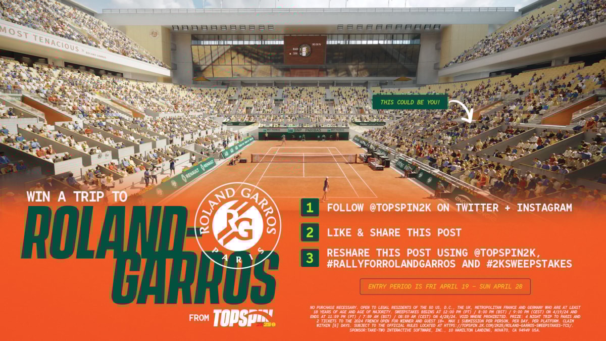 TopSpin 2K25 Roland Garros Sweepstakes