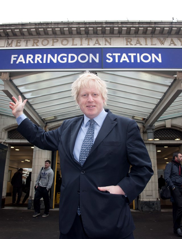 FARRINGDON STATION STEPS CLOSER TO BECOMING LONDON'S NEWEST TRANSPORT HUB: Boris Johnson at Farringdon station