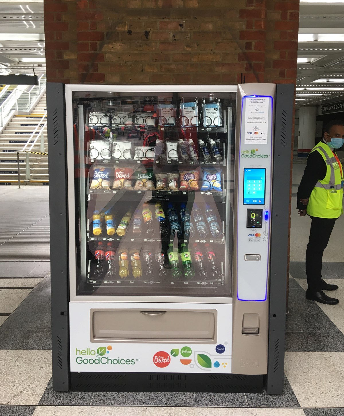 Face coverings available at a vending machine at London Liverpool Street station: Credit: Network Rail