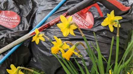 Litter bags awaiting collection