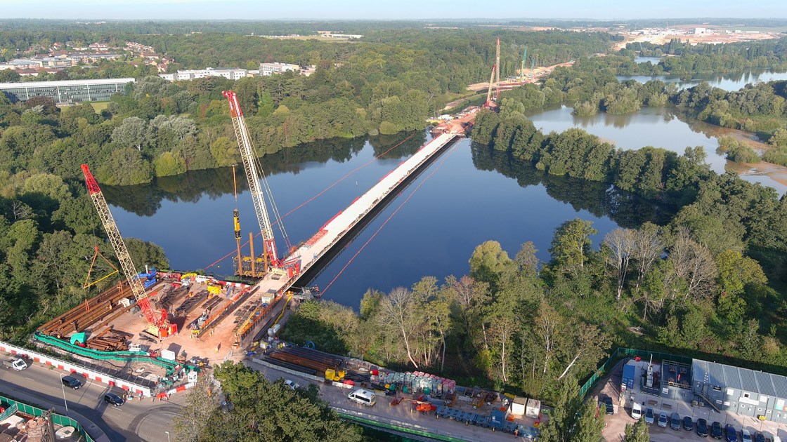 Colne Valley Viaduct temporary jetty September 2021