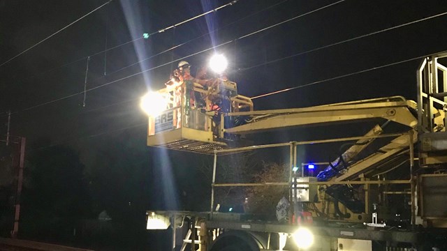 Covid-19: Railway maintenance continues to keep critical supply lines open: Repairs to overhead lines at South Kenton
