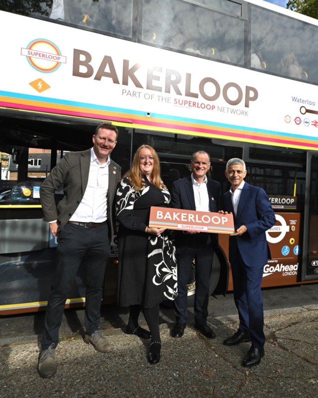 TfL Image - Bakerloop 1: Deputy Mayor Seb Dance, Lorna Murphy TfL, Martin Dean Go Ahead, Mayor Sadiq Khan