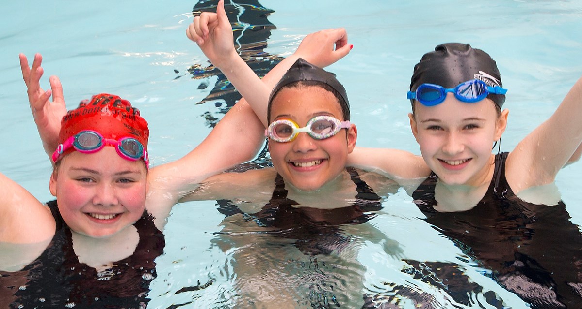 Young swimmers enjoy the newly reopened and refurbished Highbury Pool