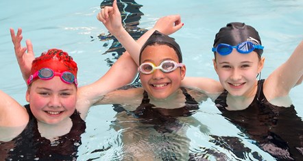Young swimmers enjoy the newly reopened and refurbished Highbury Pool: Young swimmers enjoy the newly reopened and refurbished Highbury Pool