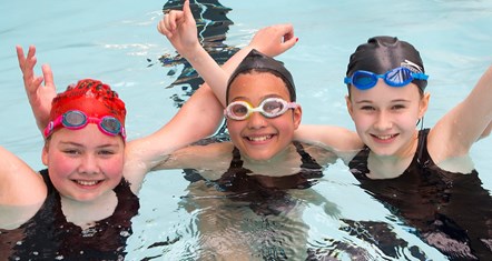 Young swimmers enjoy the newly reopened and refurbished Highbury Pool