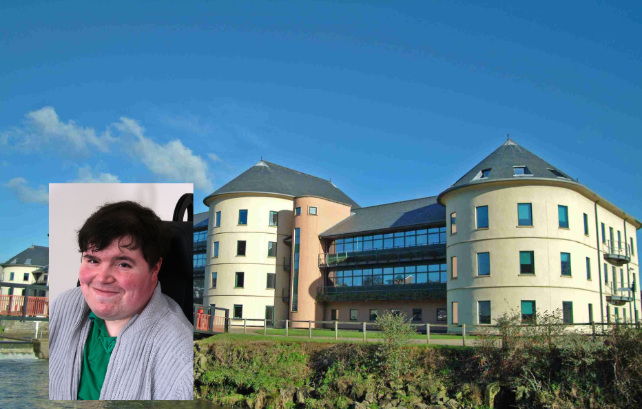 County Hall with inset picture of Cllr Jordan Ryan