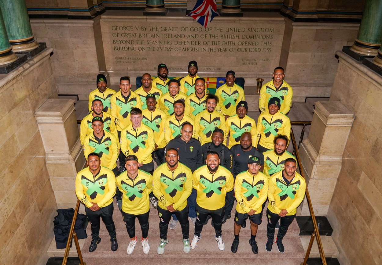 Civic reception 2: The Jamaica team attending a reception at Leeds Civic Hall ahead of the start of the Rugby League World Cup.