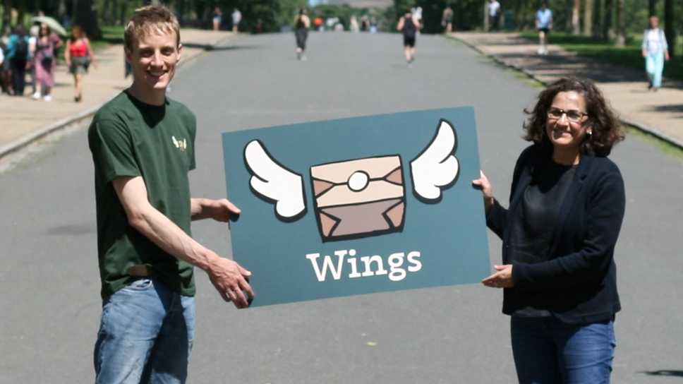 Wings founder Rich Mason and Cllr Asima Shaikh (R) launch new ethical food delivery service Wings