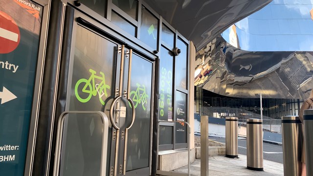 Entrance to new Cycle Pod at Birmingham New Street