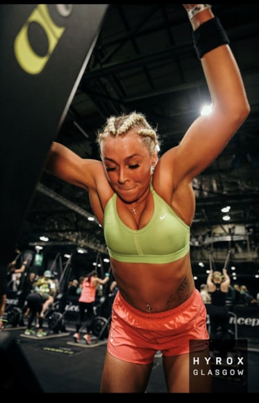 Rossendale mum and Fitness Coach Rebecca Neville who's received support from Lancashire County Council’s new Children's Safeguarding Model, undertaking intensive fitness training