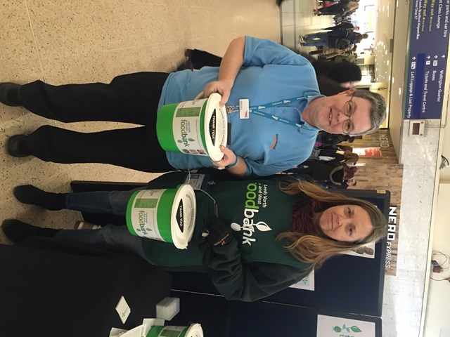 Debbie Ward, Leeds station support assistant and Karen Burgon, project director at Leeds North and West Foodbank