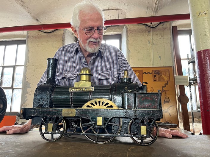 The Jenny Lind: Rod Wilson with the model of the Jenny Lind which was built by his great grandfather Charles Wilson. Rod travelled 10,000 mile to Leeds Industrial Museum to see his ancestor's model.