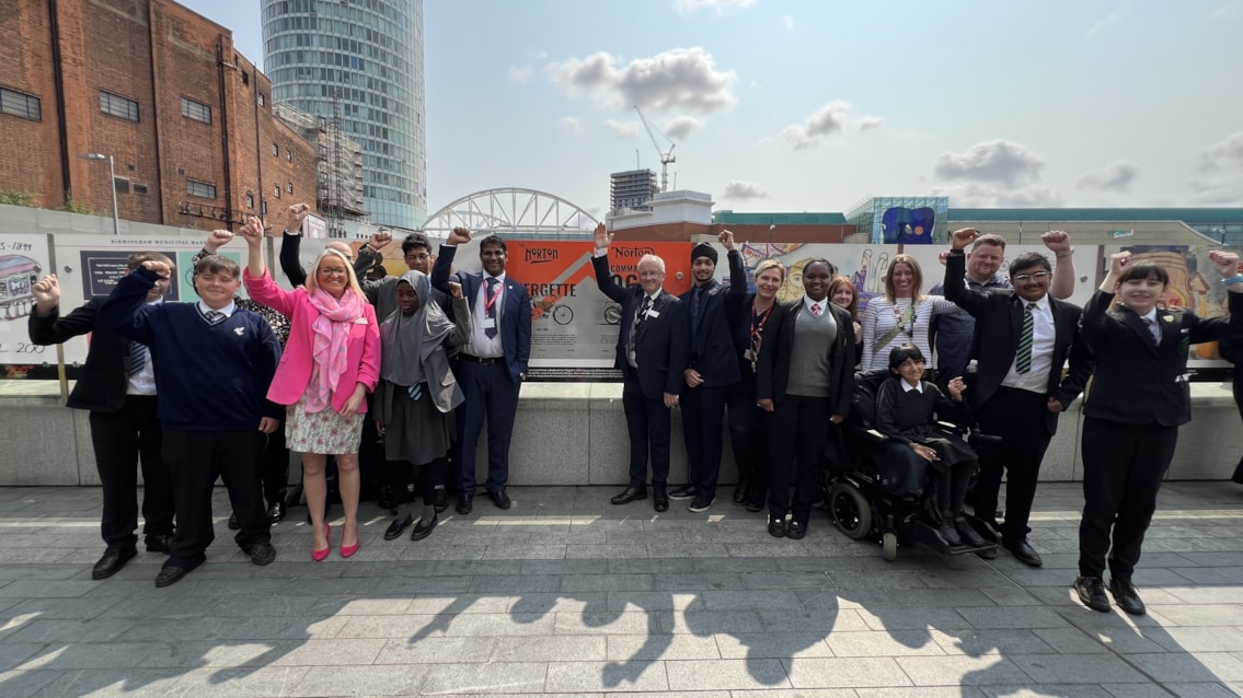Student artwork celebrating Railway 200 unveiled at Birmingham New Street: Railway 200 school artwork unveiling-2