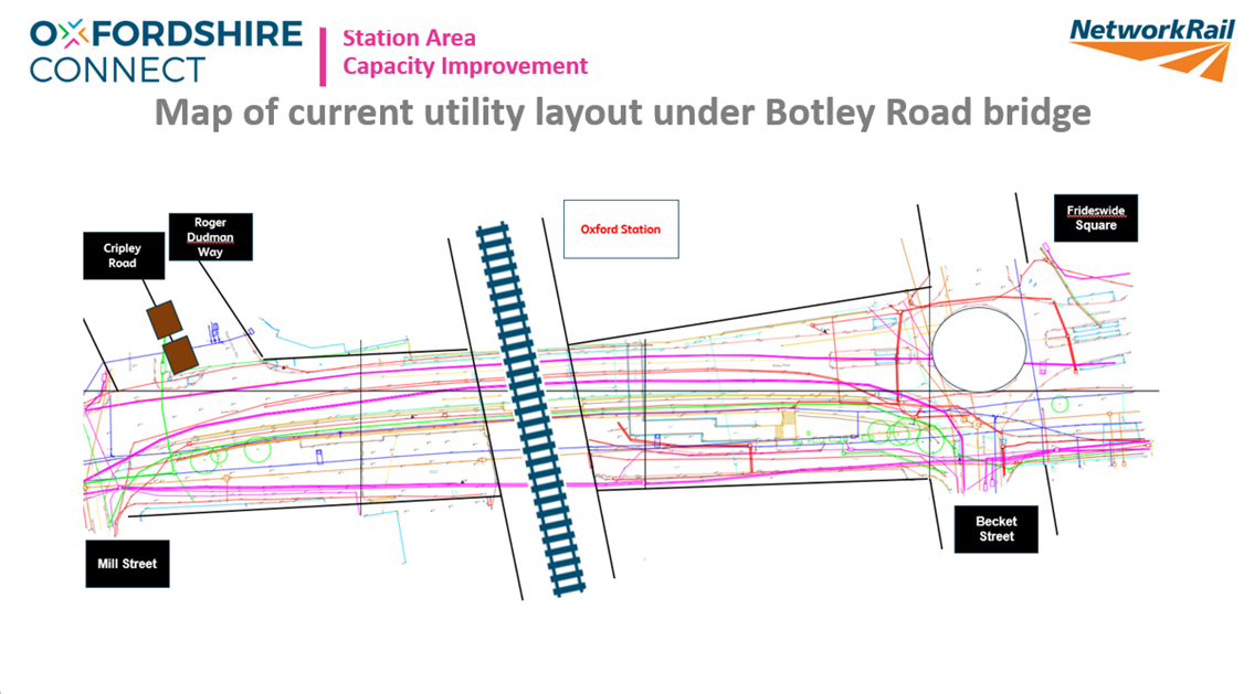 Map of current utility layout under Botley Road bridge