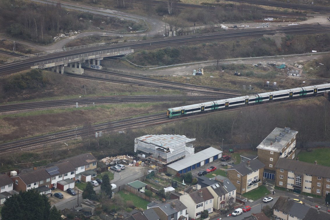 Croydon / Selhurst triangle: A Southern service passes through the Selhurst triangle, where routes from London Bridge and Victoria converge north of East Croydon station