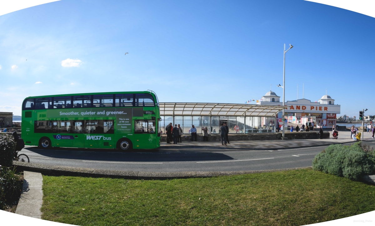 A new electric bus on the seafront at Weston-super-Mare @JonCraig Photos