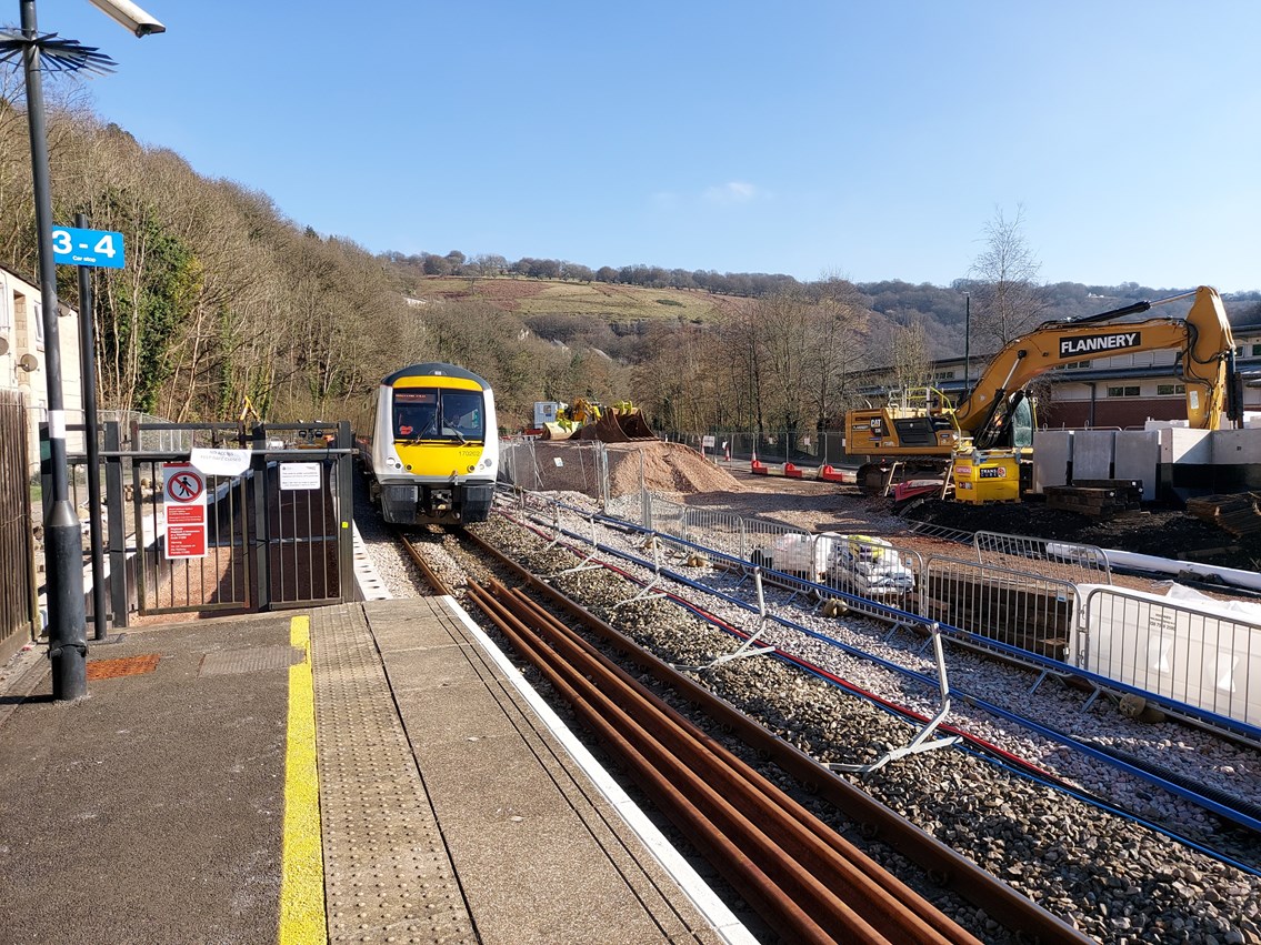 Llanhilleth platform work with TfW train