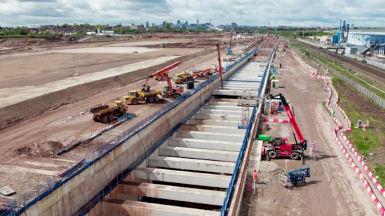 Top of the 750-metre long underground box structure where HS2 trains will head towards Birmingham