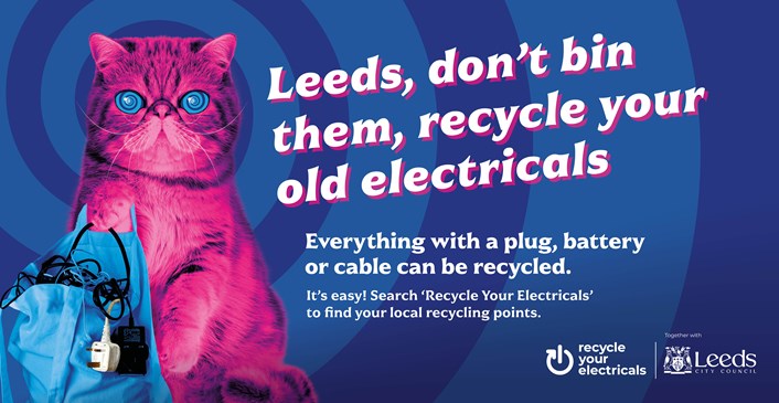 Recycle your electricals campaign launched as part of Leeds Recycle Week: RYE Leeds 1485x2875 REFERENCE ONLY