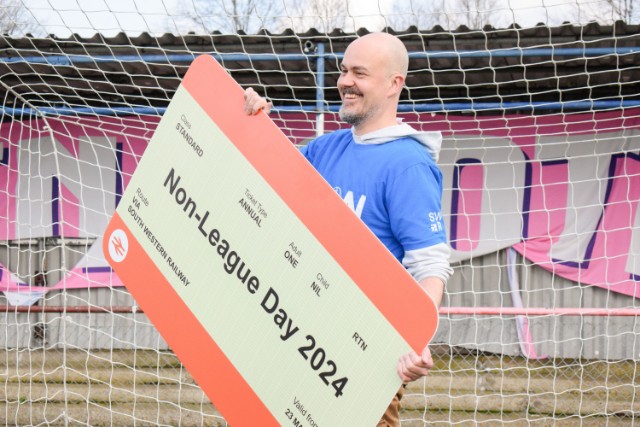 James Doe in goal at Corinthian Casuals' ground in Tolworth