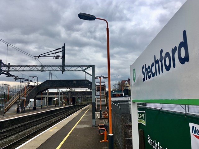 Stechford station 'Access for All' scheme with old bridge - April 2019