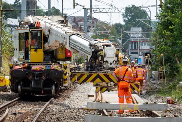 Track panels being laid at Macclesfield August 2025: Track panels being laid at Macclesfield August 2025