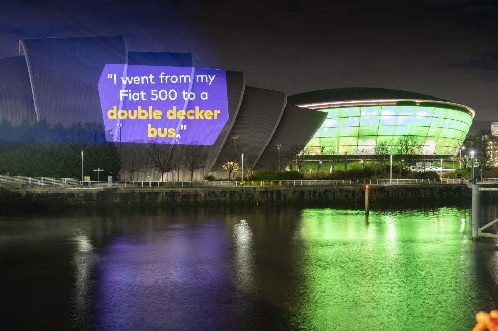 First Bus projected stories from some of its female colleagues on to iconic locations in Glasgow and Aberdeen