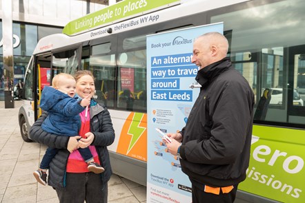 FlexiBus driver Russ chats with young mum about the service