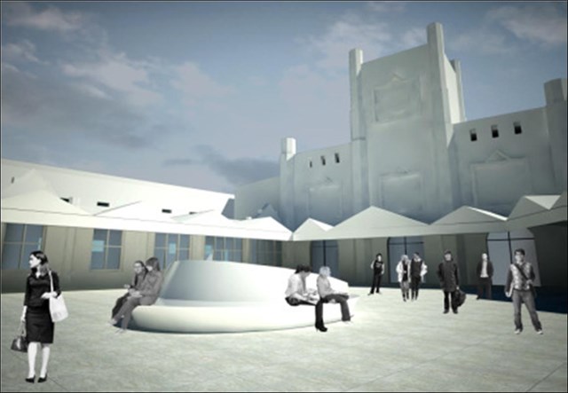 Artist's impression of proposed forecourt of Bristol Temple Meads