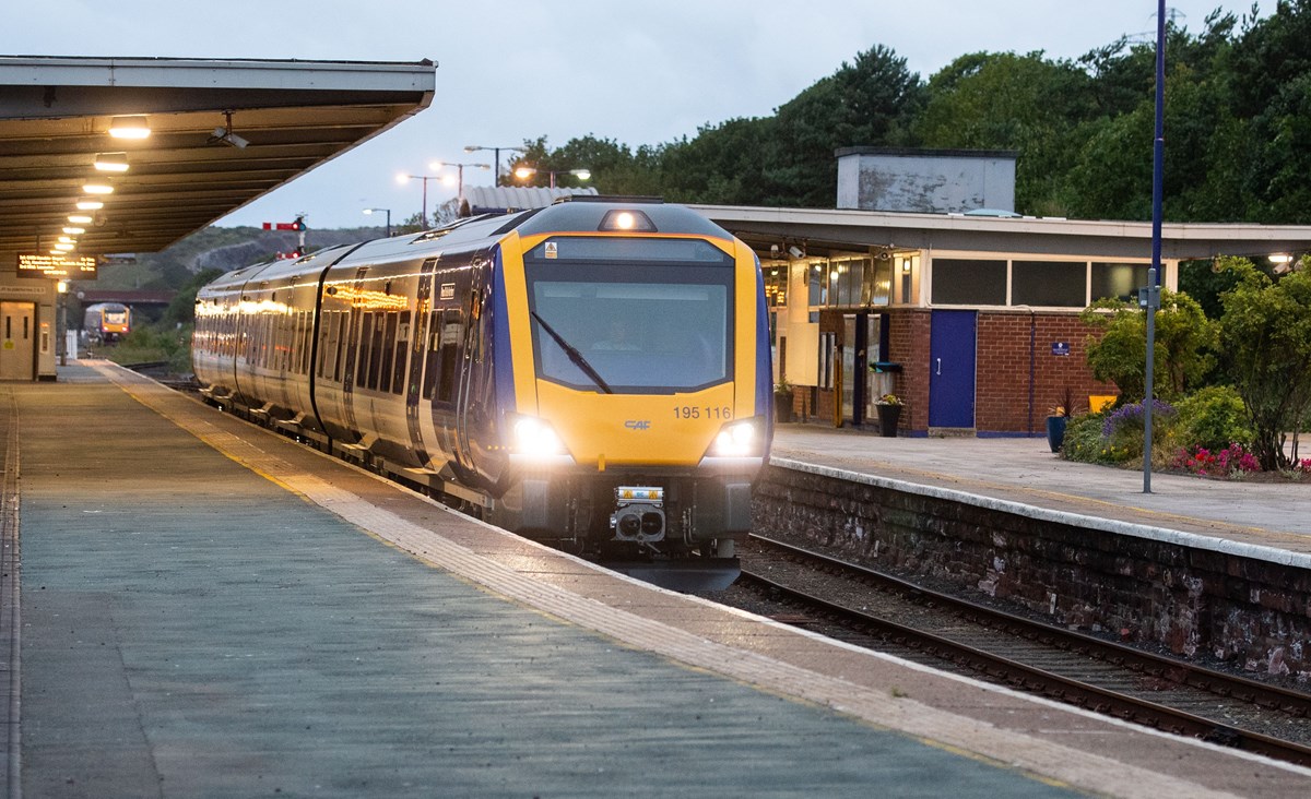 Image shows Northern train at night