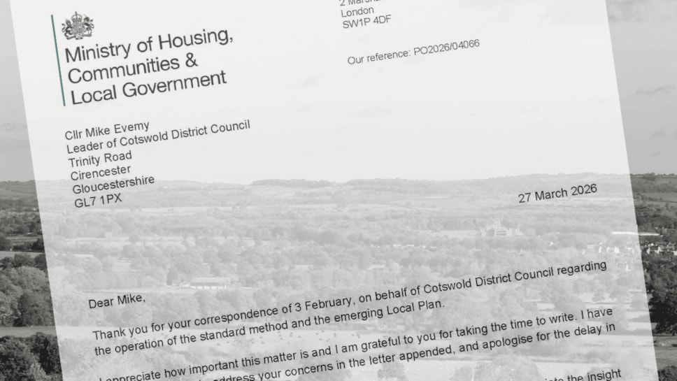 Image of letter from MHCLG