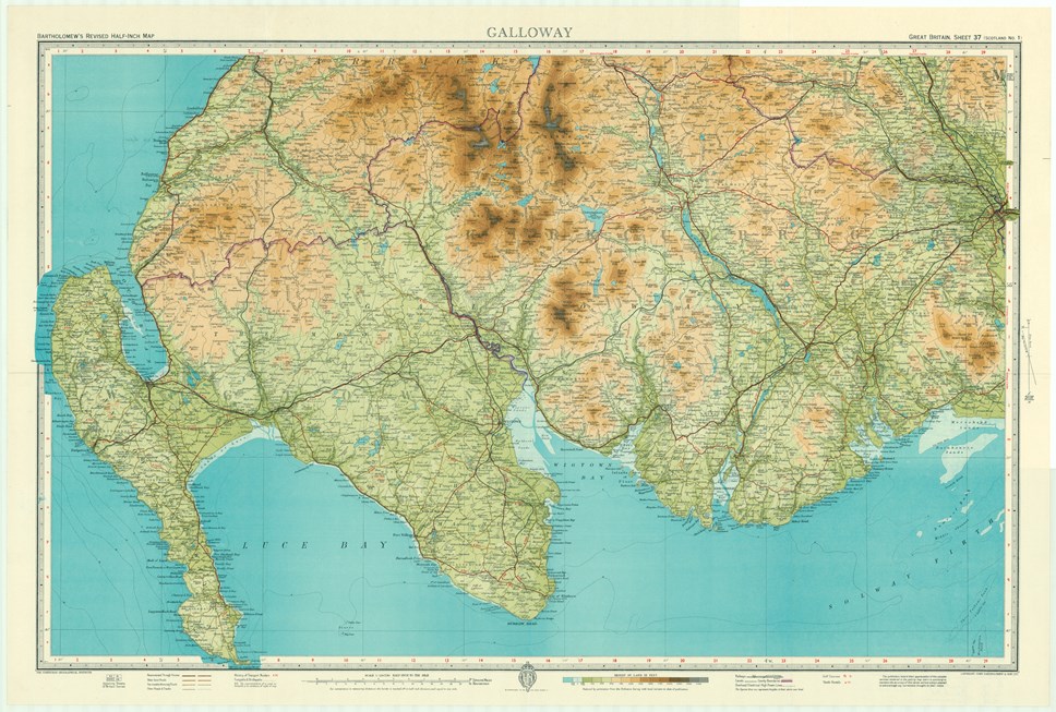 Digital scan of a full-colour map of Galloway (1943)