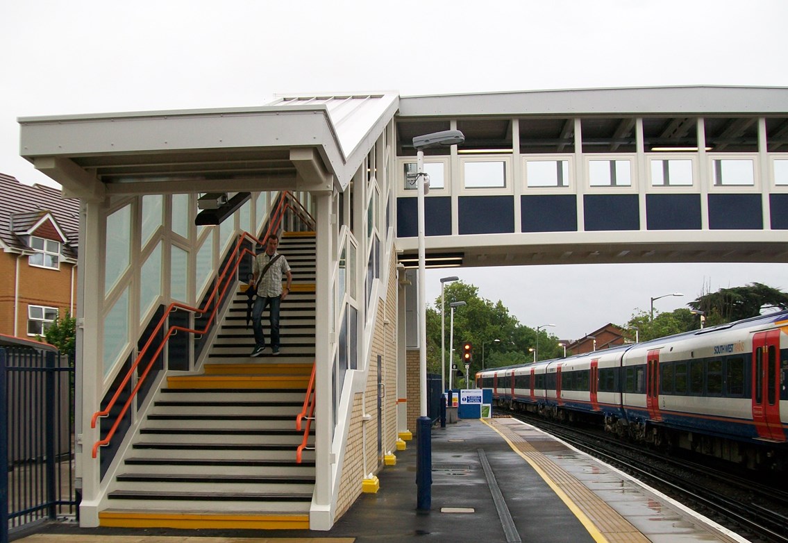 Staines Station: Two new lifts and a footbridge have been installed at Staines making it easier for those with reduced mobility, parents with young children and people with heavy luggage to use the station