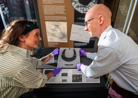 Curators and conservators install a 4000-year-old Bronze Age necklace at The McManus in Dundee. Photo (c) Alan Richardson (3)