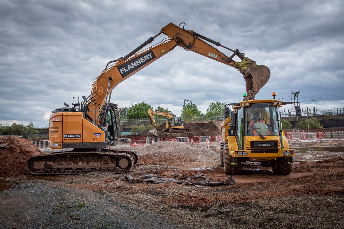 Excavator working at HS2's Birmingham Curzon Street Station site HS2VL