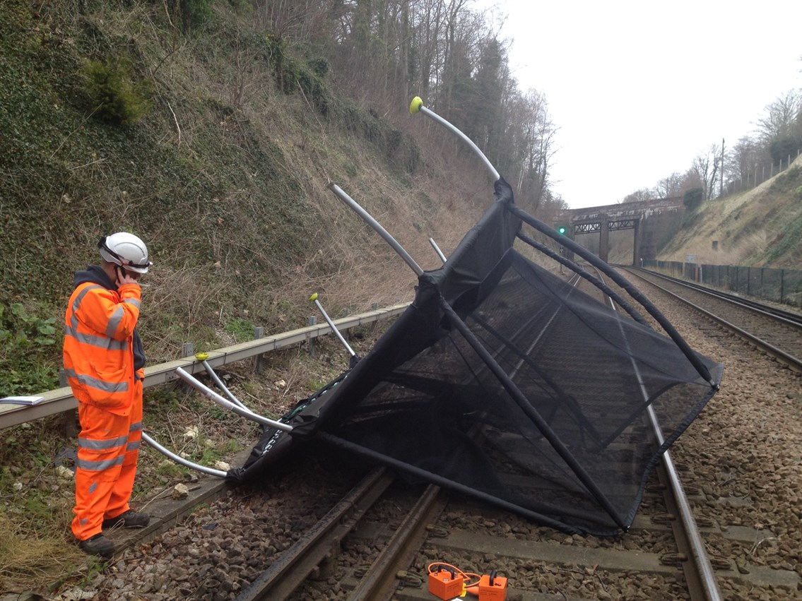 Severe weather could lead to travel disruption on South Western Railway route: Trampoline on track