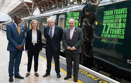 Picture features L-R: GWR Head of Stations James Adeshiyan; Foreign Secretary Liz Truss; Prime Minister Boris Johnson and GWR Managing Director Mark Hopwood.