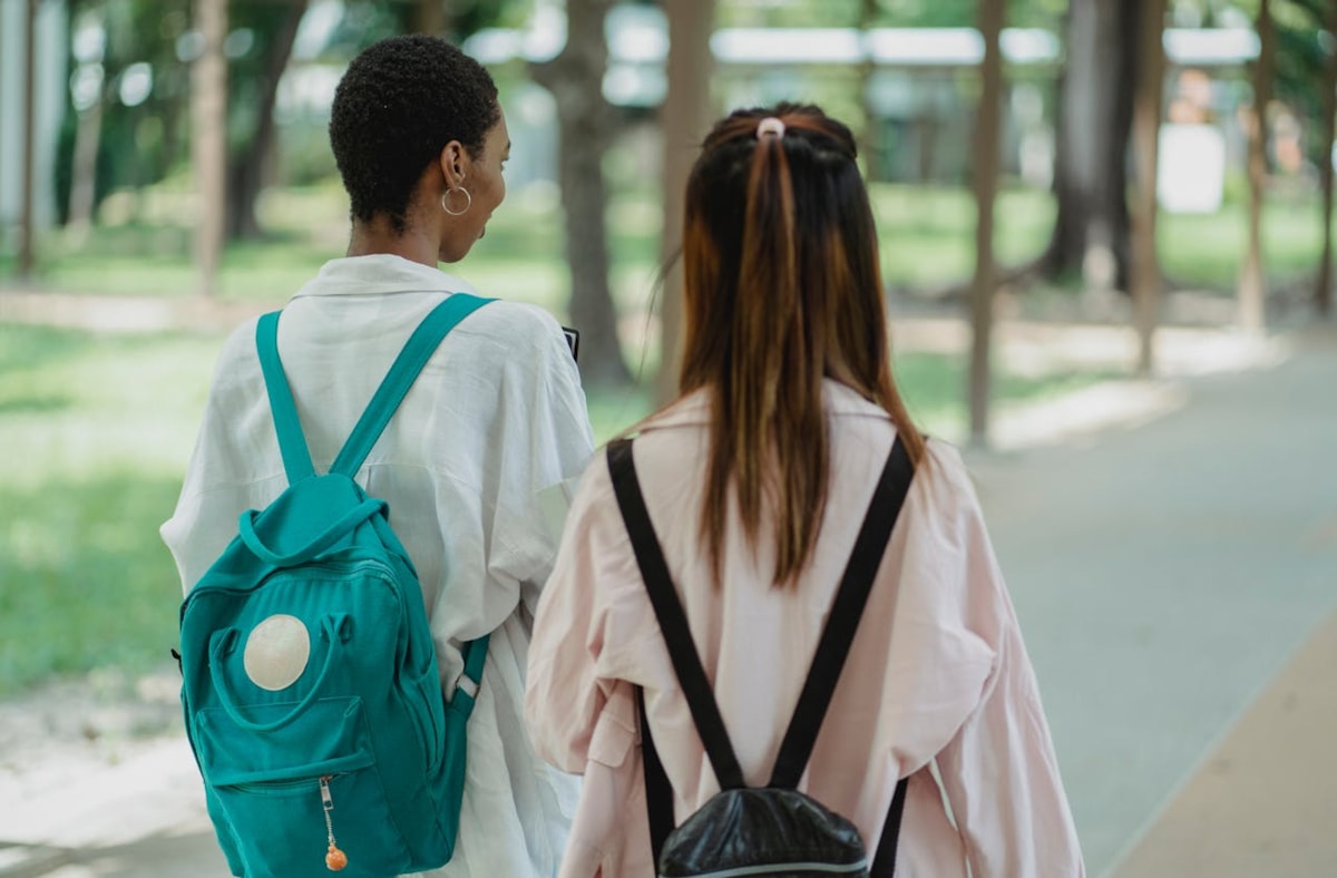 People walking with rucksacks