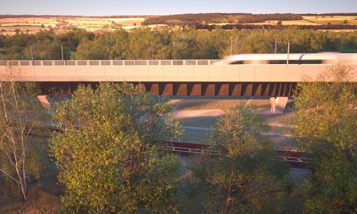 HS2 Small Dean Viaduct view from across the trees 53627